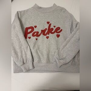 Parke valentines mock neck  in Gray with Red hearts
